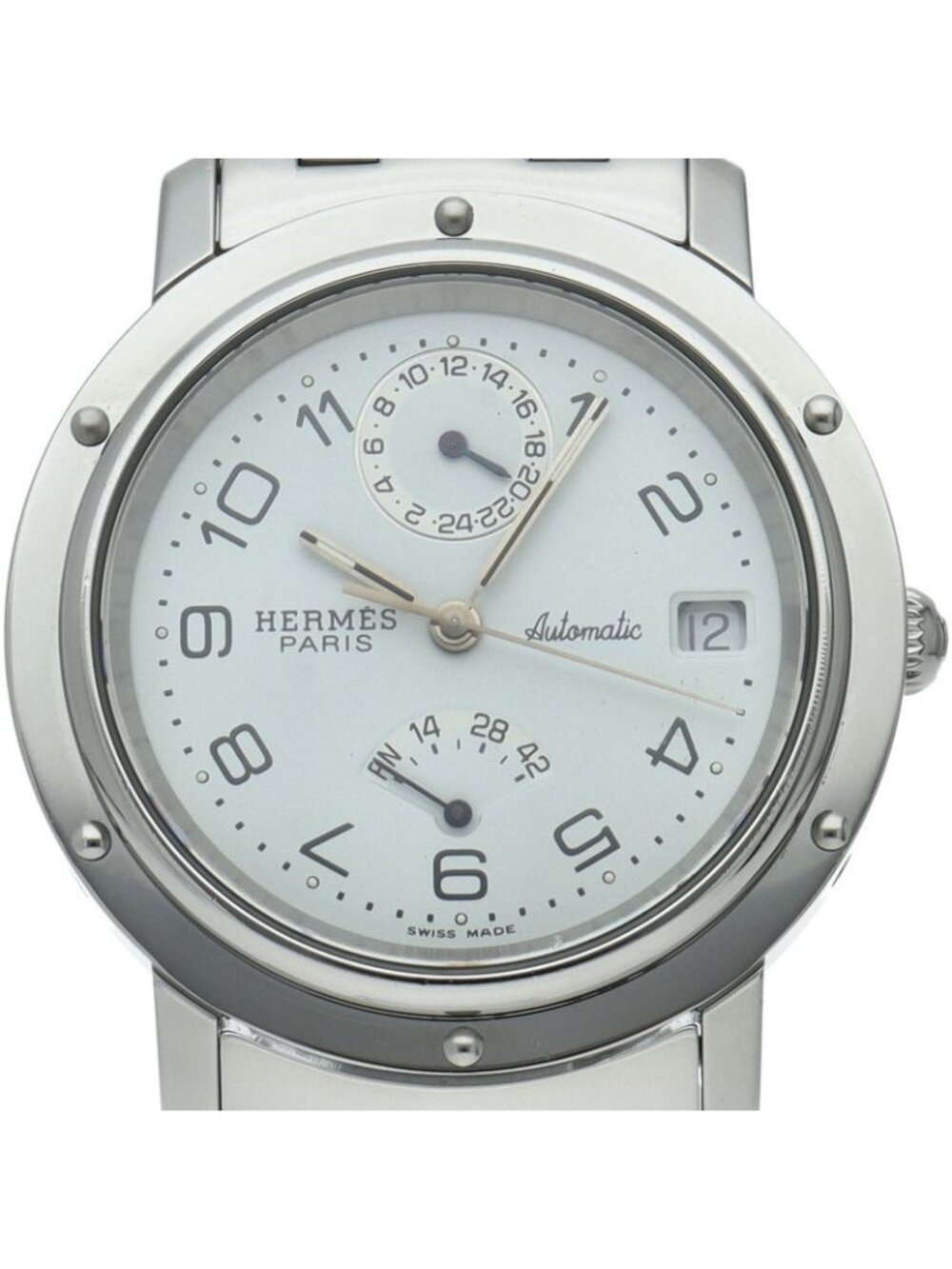 Hermes Clipper GMT Power Reserve Auto SS Watch White